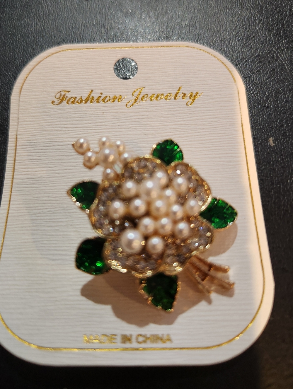 Rhinestone & Faux Flower Pin